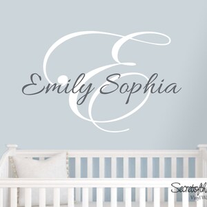 Name and Initial wall decal - wall decals nursery - damask decal - baby girl nursery name - baby girl decal - Name decals-Name Wall decals