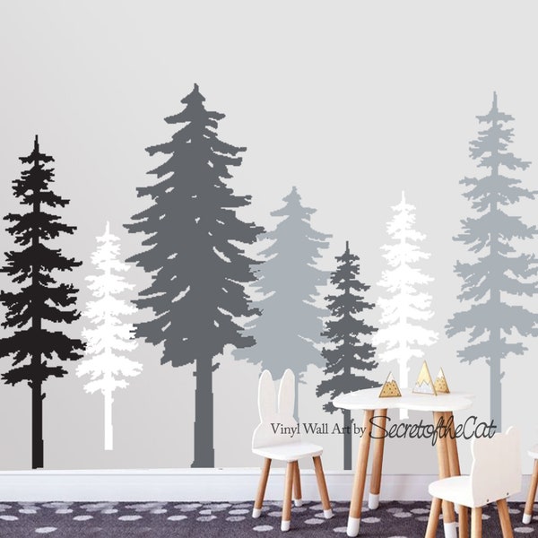 Wall Decals Nursery, Pine Tree Forest Wall Decals,Tree Wall Decals,Forest Mural, Forest Scene Decals,Children's Forest Decals ,Nursery Decor