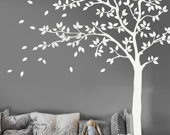 White tree Wall decal / White Tree Decal / Wall decal Nurseery/ Tree and birds