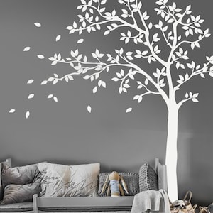 White tree Wall decal / White Tree Decal / Wall decal Nurseery/ Tree and birds
