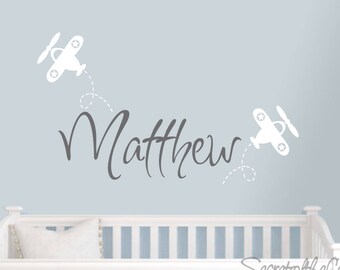 Children name decal - wall decals nursery - Name quote - Personalized name decal - Nursery decor - Children name - airoplane name decal