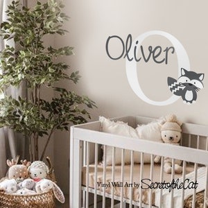 Kinderzimmer Wandtattoo Waschbär Name Monogramm Wandtattoo Wandtattoo Wandtattoo Kinderzimmer-Namensaufkleber -BabyZimmeraufkleber - Monogramm Aufkleber-Namensaufkleber