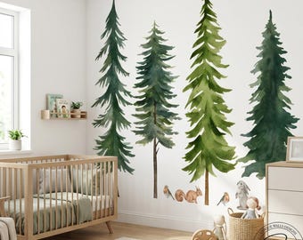 Pine Tree Wall Decals, Forest Nursery Decor, Woodland Stickers