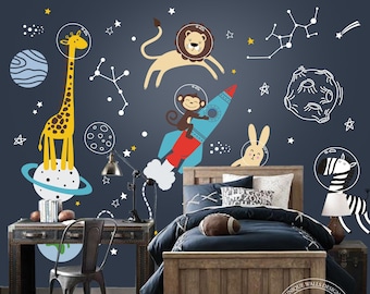 Outer Space Wall Decal, Stars, Planets, Astronaut, Rocket Ship - Kids Wall Decals, Wall decal nursery