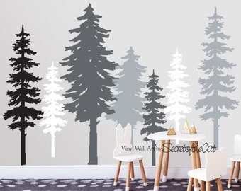 Wall Decals Nursery, Pine Tree Forest Wall Decals,Tree Wall Decals,Forest Mural, Forest Scene Decals,Children's Forest Decals ,Nursery Decor