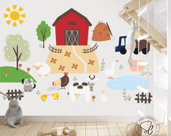 Farm Animals decals, Farm wall decal, farm wall sticker, nursery wall decor, Nursery Art Wall Art, Farm Animals Nursery, sheep pig, chicken