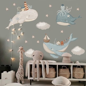 Ocean wall decal Nursery Wall Decals  Underwater Wall Decals  Whale stickers Under the sea sticker Peel and Stick decals Kids room decor