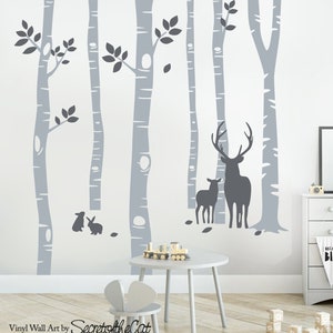 Birch Tree Birds Wall Sticker Set, Baby Nursery Wall Decals, Nursery Wall Stickers, Tree with Birds Decal, Girls Nursery, Boys Nursery image 2