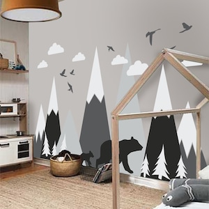 Mountain wall sticker- Mountain Wall Decal - Mountains Sticker - Kids Wall Stickers- Nursery decor - Mountain wall mural- Mountain Mural
