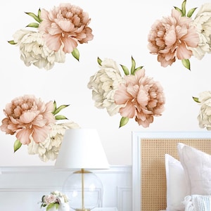 Peony Wall Decal, Pink Flowers Wall Stickers, Peel and stick flowers, Watercolor Peonies, peonies stickers, Peel and Stick