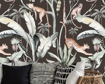 Peel and Stick Wallpaper, Jungle Wallpaper Mural