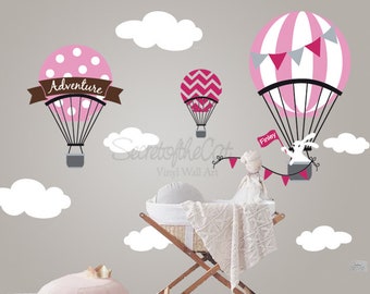 Nursery wall decal - Wall Decals Nursery - Hot air balloons decal - Air balloon - wall decal balloon -  Hot air balloon - wall decal bear