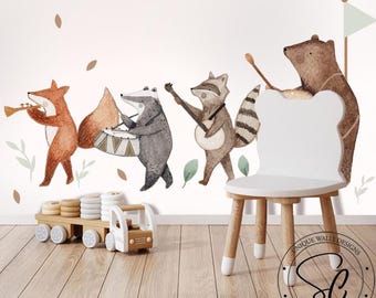 Waldtiere, Wandtattoo aus Stoff, Wald-Kinderzimmerdeko, selbstklebend