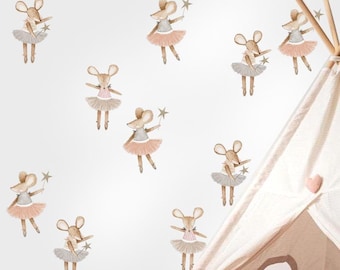 Ballerina Nursery Stickers, Girl Nursery decor, Girl Nursery decals, kids room decor,Woodland Wall Stickers,Peel and Stick, Ballerina decal