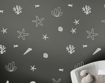 Onder het zee decor, kwekerij stickers, kinderkamer muur stickers strand huis muur decor, nautische kwekerij decor, oceaan muur stickers, kinderen stickers