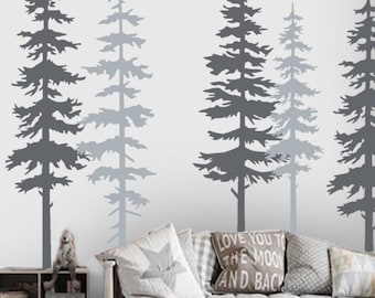 Wall Decals Nursery, Pine Tree Forest Wall Decals,Tree Wall Decals,Forest Mural, Forest Scene Decals,Children's Forest Decals ,Nursery Decor