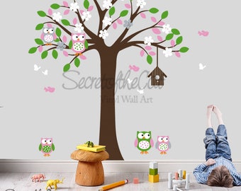 ursery Wall Decal - Wall Decals Nursery. Tree Decal. Wall Decal tree. Tree and owls decals. Tree and owl decal - baby tree decal