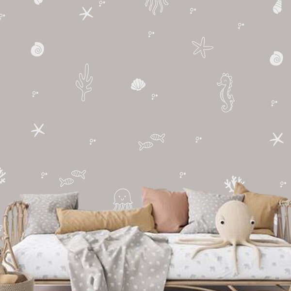 Under the Sea Decor, Nursery decals, Kids Room Wall Stickers Beach House Wall Decor,Nautical Nursery Decor,Ocean Wall Stickers, kids decals