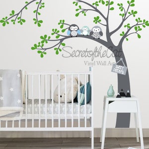 Nursery Wall Decal - Corner Tree Decal - Baby Tree Wall Decals - Wall Decals Nursery - Tree and Owls decal - Owls