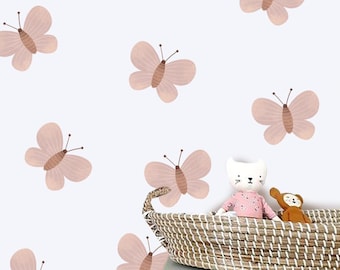 Watercolor Butterfly, Peel and Stick Flower Wall Stickers, Nursery Decor, Fabric Wall Decal