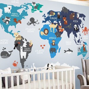 Weltkarte Sticker - Kinderzimmer Wandtattoa Wandtatto Wandtatto Kinderzimmer Karte Natur Wandtattoa Skandinavisch
