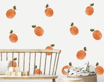Fruit wall stickers, Tangerines Stickers, Nursery Wall Decor, watercolor oranges, Stickers for girl bedroom, peel and stick, Oranges