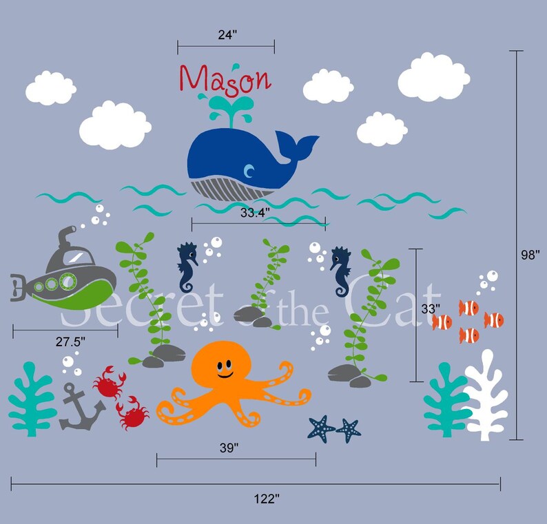 Under the Sea Wall Decalwall Decals Nurseryl nursery Wall Etsy