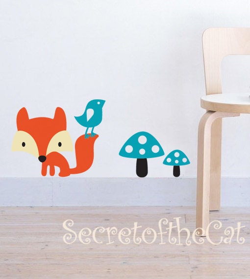 Fox decal Nursery decal Vinyl Wall Art children Fox and Etsy
