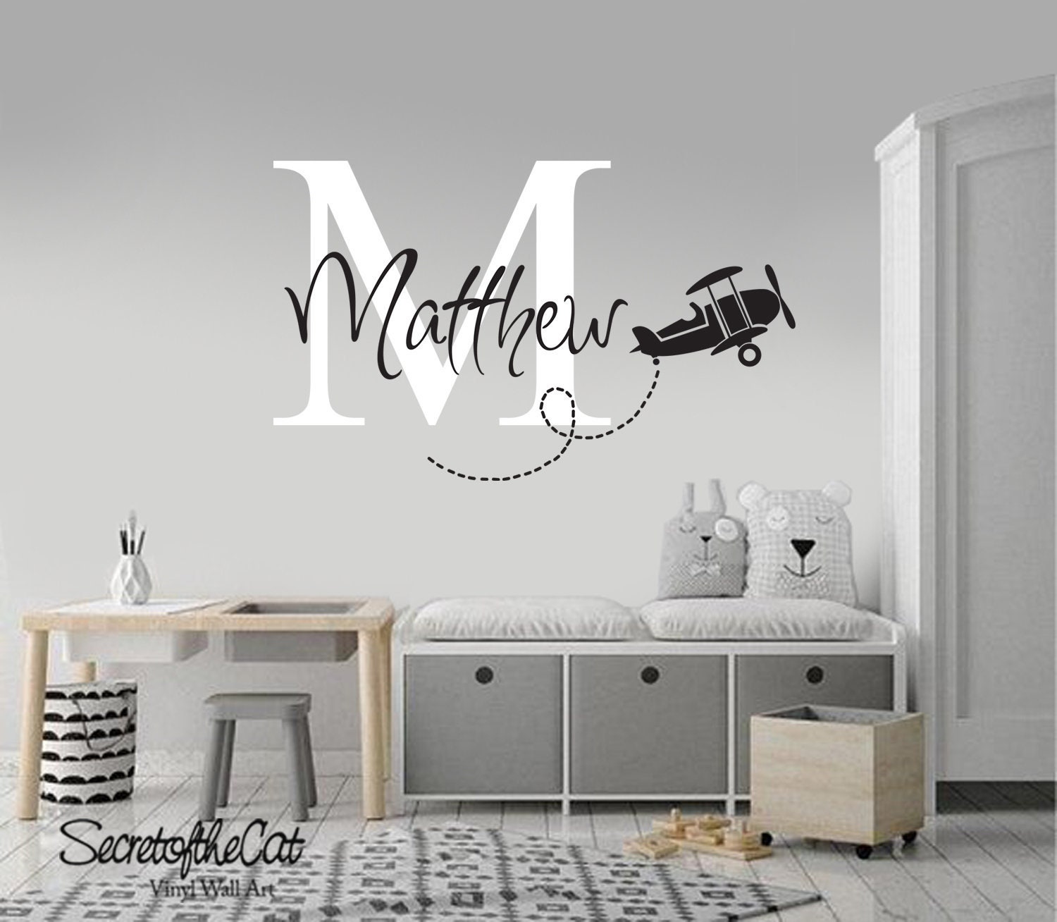 Names Wall decals -Wall decals nursery - Personalized name decals - airplanes decor - planes wall decals - Boys wall decals - name decals