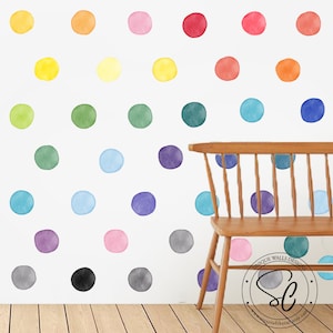 Polka Dot Stickers, Watercolor Dots wall stickers, Nursery Wall Decor, Dots Set Decals, Dots Decals, Peel and stick Rainbow Dots
