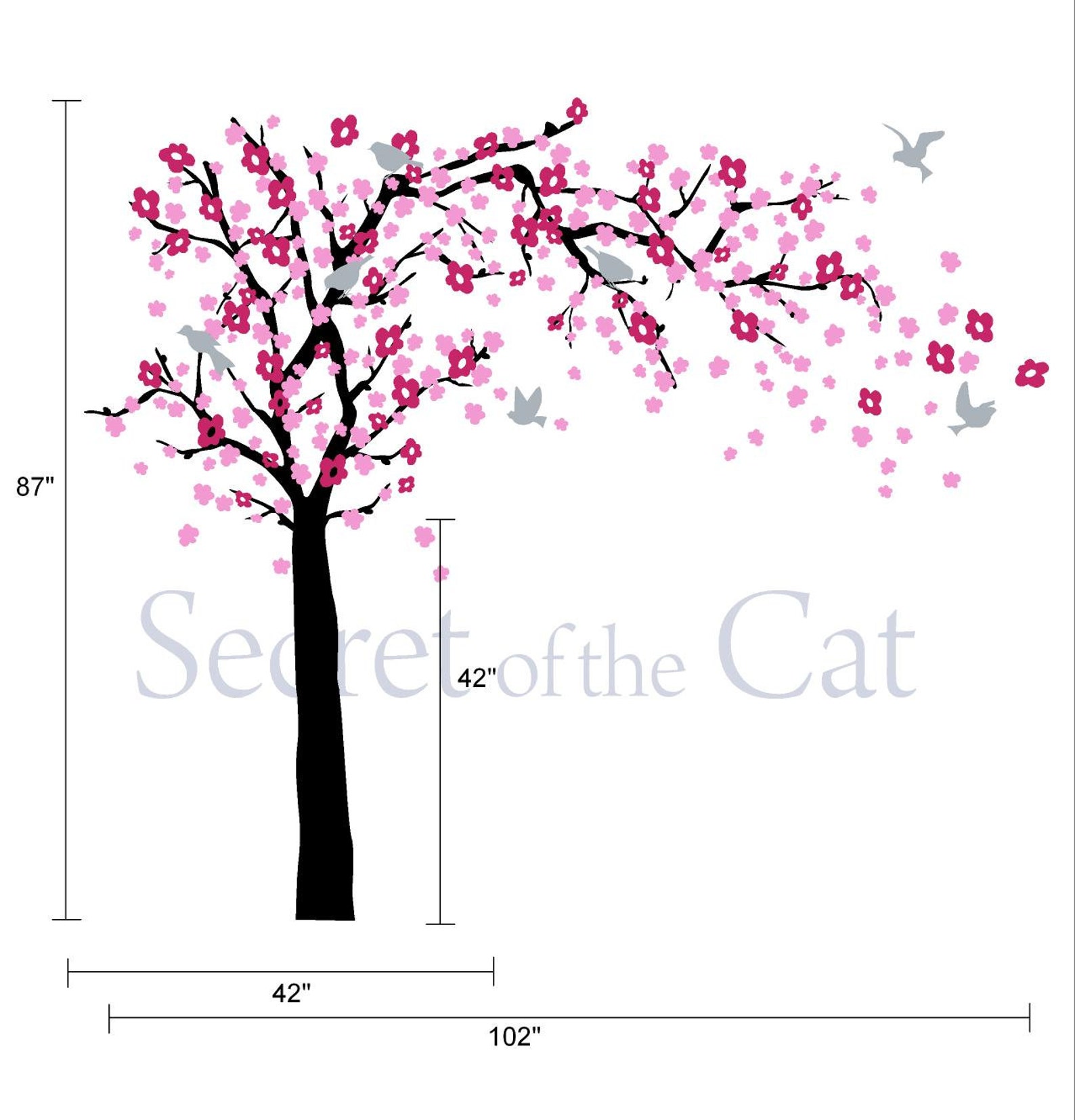 Blossom Tree Vinyl Wall Decal – Nursery Decor, Birds & Flowers - Etsy