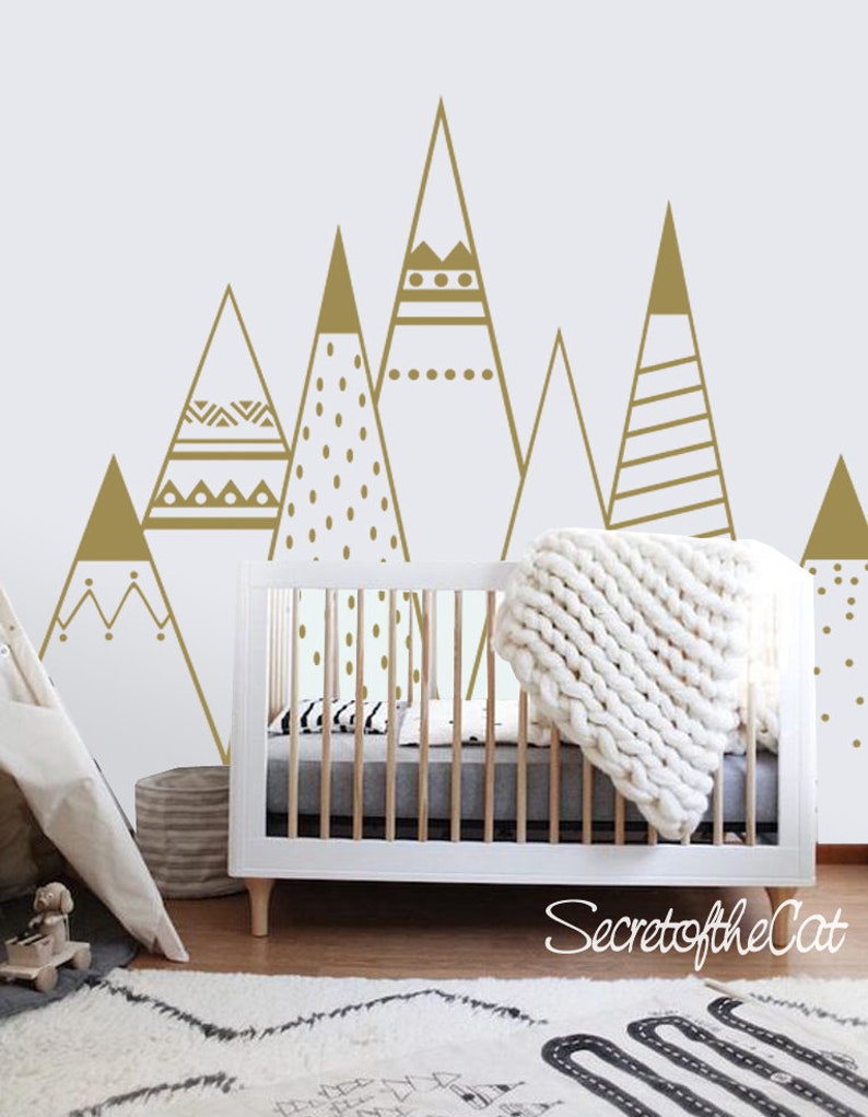 Nursery Wall Decal Wall Decal Nursery Kids Mountain Decal Etsy