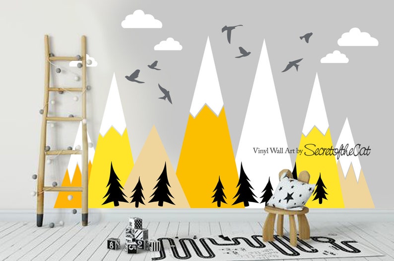 Mountain wall sticker Mountain Wall Decal Mountains Sticker Etsy