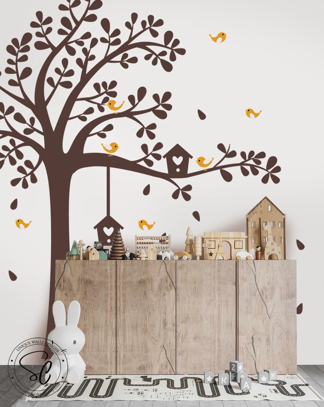 Tree With Birds Nursery Wall Decal – Removable Vinyl Sticker - Etsy