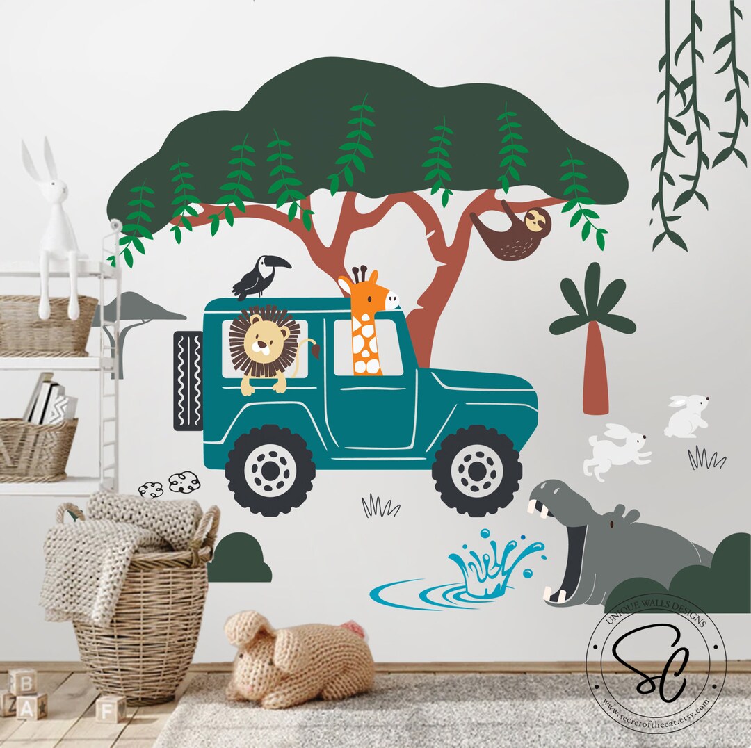 Jungle Animals Wall Decal – Kids Room Landscape Scene - Etsy