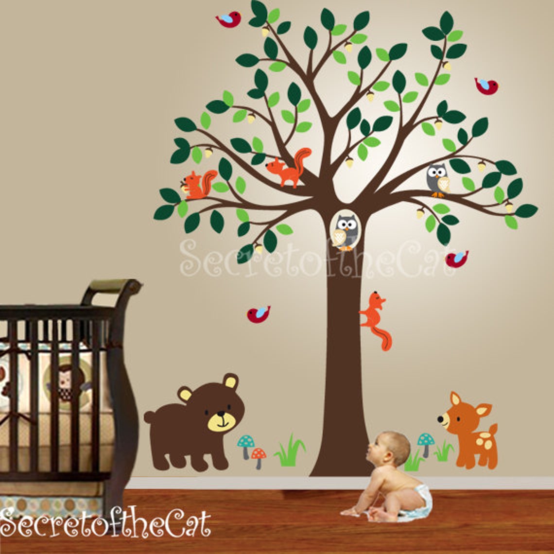 Nursery Wall Decal Wall Decals Nursery Tree With Woodland Etsy