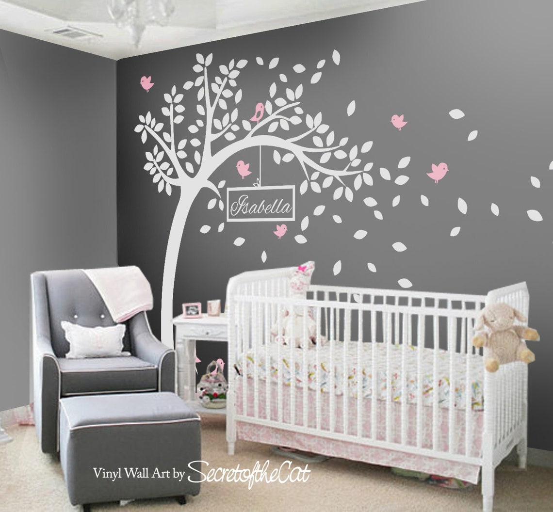 Wall Decal Nursery-wall Decals Tree Decal With Name-large Tree - Etsy