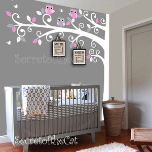 White tree decals Nursery wall decal Wall Decals Nursery Corner Tree Wall Decal-Girl Wall Decal Tree Nursery Decals Wall decal Tree image 1