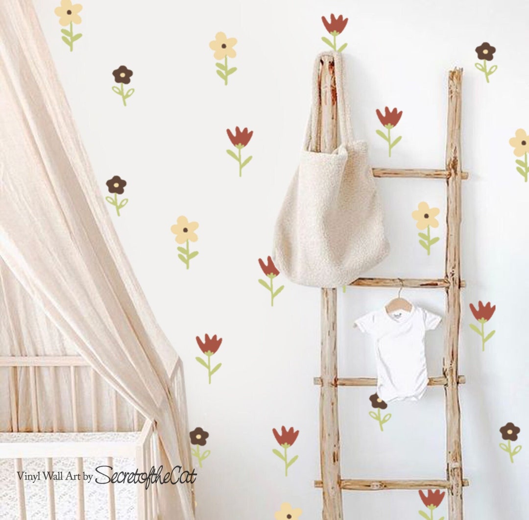 Wild Flowers Wall Decals Boho Flower Wall Stickers Flowers Wall ...