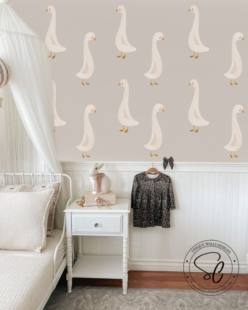 Goose stickers, Geese Kit for Nursery, Geese Wall Decor, Baby Wall Decal, Kids Room Wall Art, Peel and stick decals zdjęcie 3