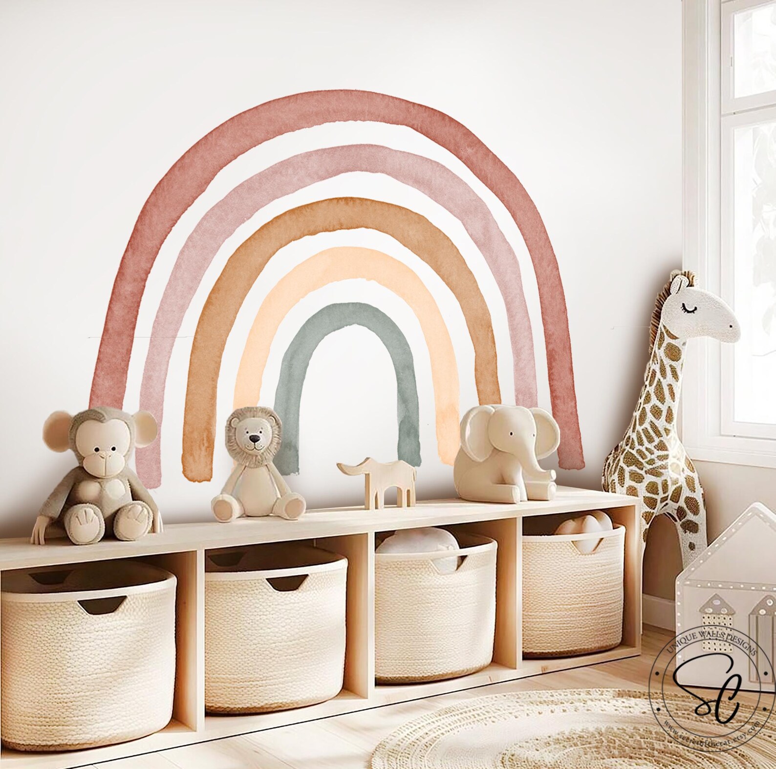 Rainbow Wall Decal, Rainbow Wall Sticker, Peel and Stick Rainbow ...