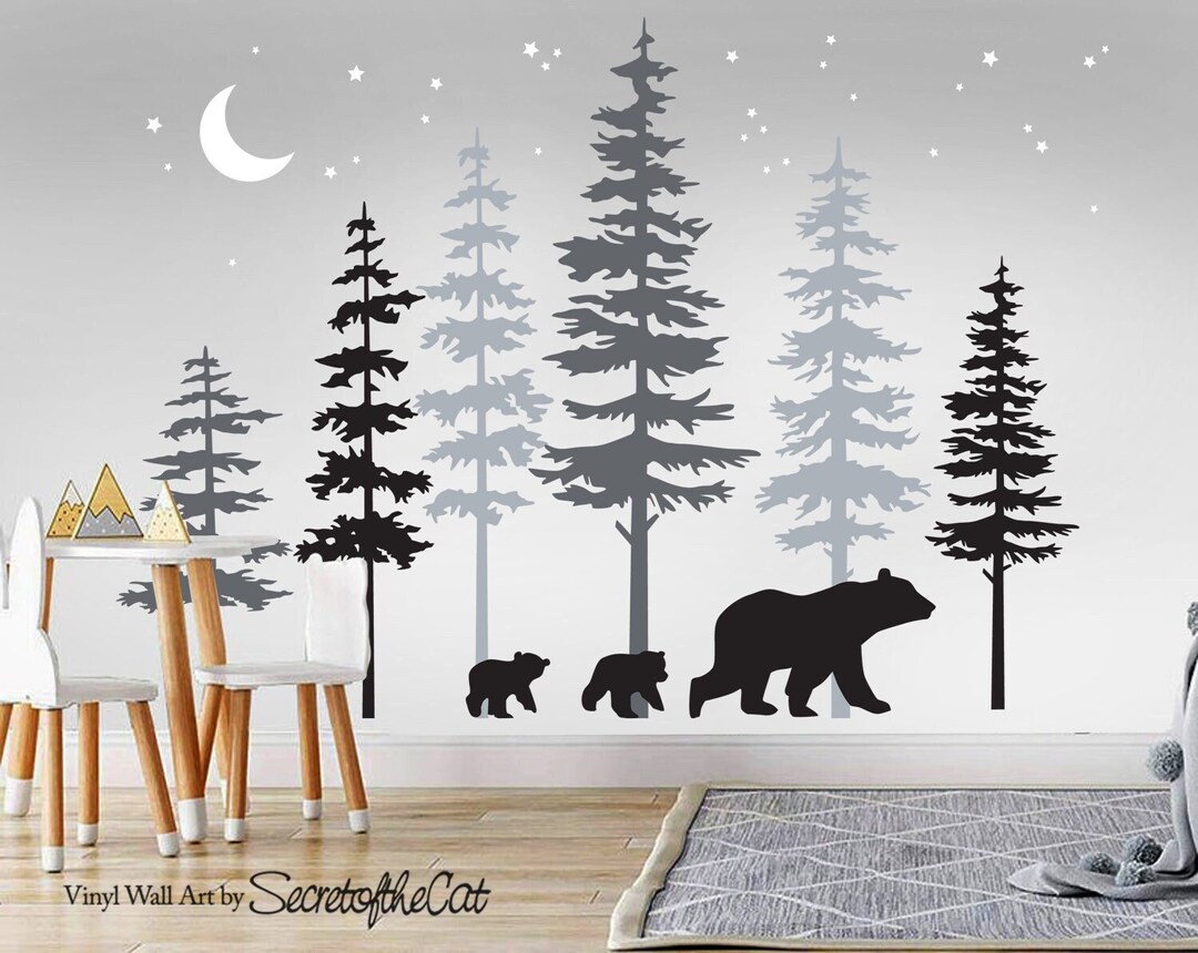 Wall Decals Nursery, Pine Tree Forest Wall Decals,tree Wall Decals ...