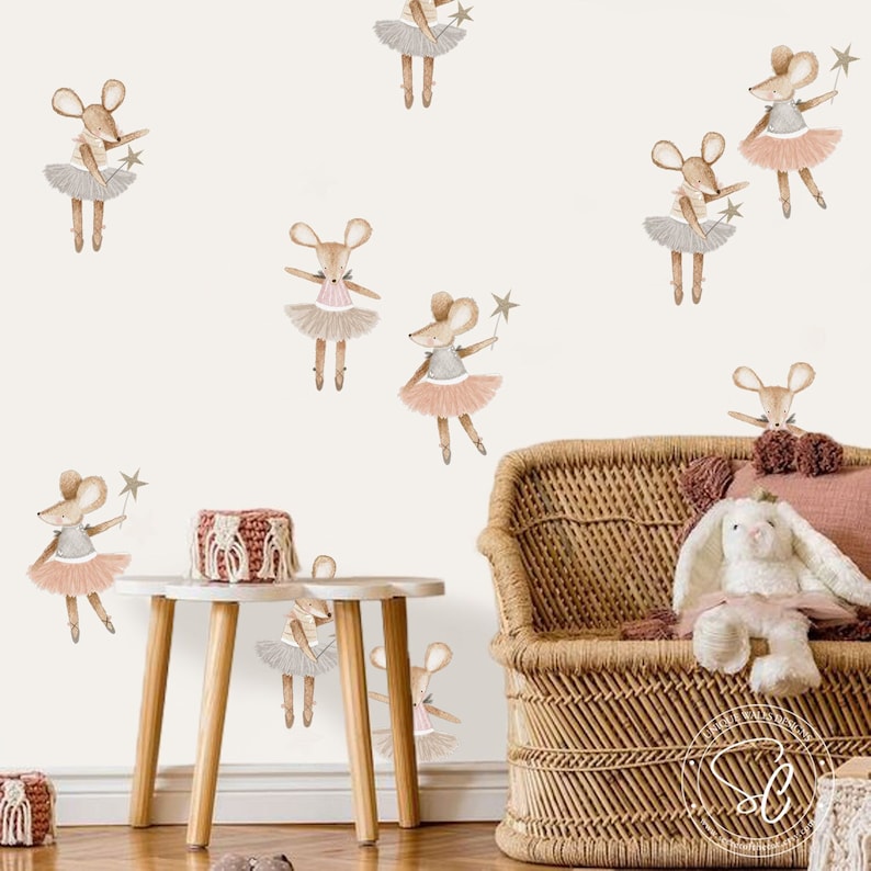 Ballerina Nursery Stickers, Girl Nursery decor, Girl Nursery decals, kids room decor,Woodland Wall Stickers,Peel and Stick, Ballerina decal image 4