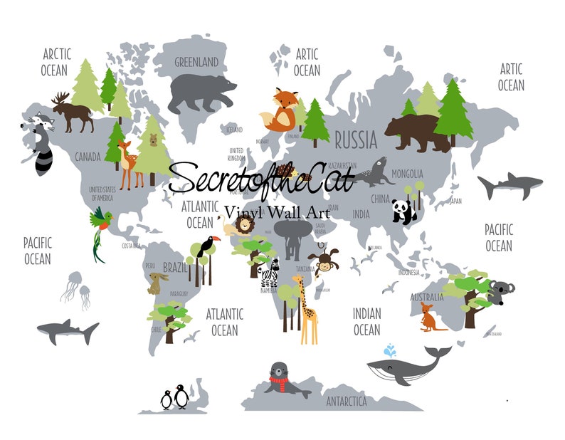 World Map Sticker Nursery Wall Decal Wall Decal Nursery Etsy