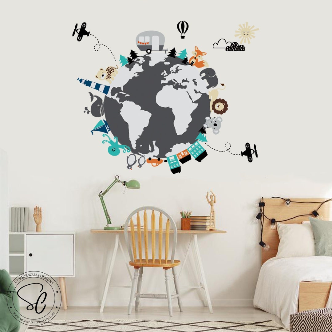World Map Decal Map Decal World Map Children Wall Decal Map Wall Decal