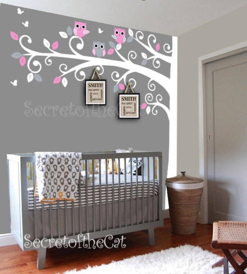 White Tree Decal Wall Decals Nursery Corner Girl Decor