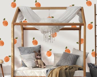 Watercolor Tangerine Wall Stickers, Peel and Stick Nursery Decor