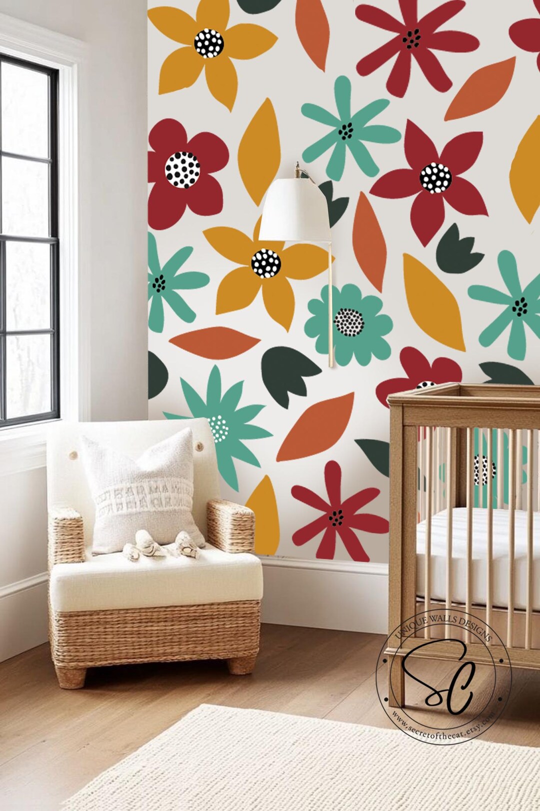 Boho Flower Wall Decals - Floral Nursery Stickers - Scandi Wall Decal ...