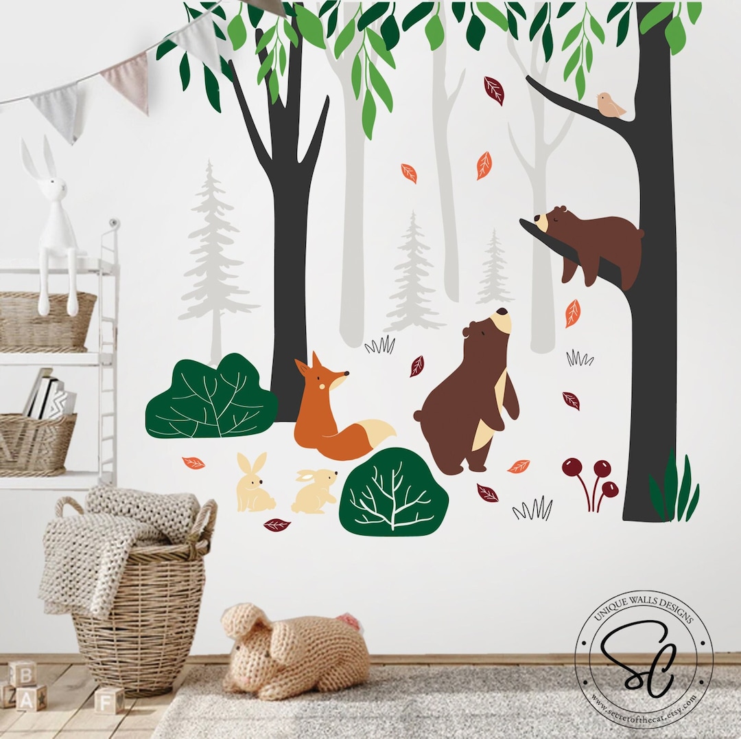 Woodland Wall Decal Scandinavian Decal Woodland Birch Tree Woodland