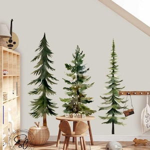 Pine Forest Kit, children's wall stickers, kids room decor, Large peel and stick wall decals